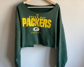 Vintage off the Shoulder Y2K Cropped Green Bay Packers Crewneck NFL Sweater Sweatshirt Greenbay Packer Super Bowl Gold Crop Top Pullover 90s Etsy