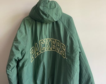 Rare Vintage 90s Green Bay Packers Jacket Zip up Pull Over Winter