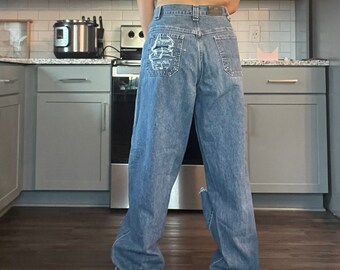 Vintage Y2k Baggy Loose Fit Lee 28 Waist Jeans High Waisted - Etsy UK