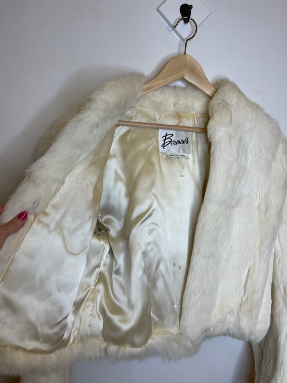 Gorgeous vintage rabbit fur jacket white small fo… - image 6