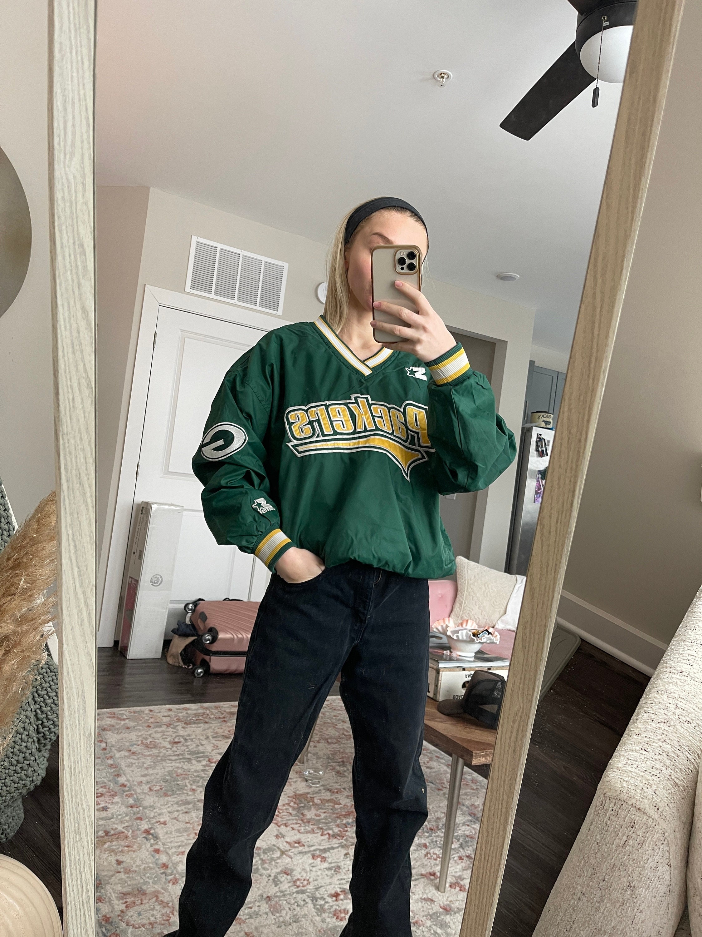 Vintage 90s starter green bay packers jacket pull over coat retro packer  Wisconsin football nfl wi