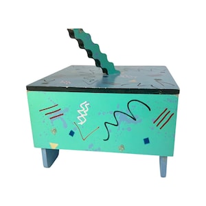 Memphis Milano Art Postmodern, 1980s Hollis Fingold Jewelry Box - Authentic 80s 90s Art - Post Modern Jewelry Box - Contempory Art