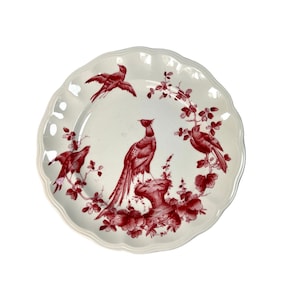 Plato de té con pájaro Chelsea en color rosa de Copeland and Spode, década de 1930, plato de pared rosa antiguo