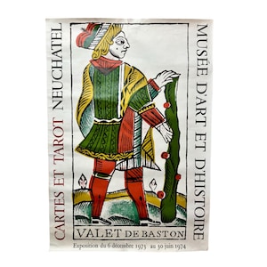 Póster de la exposición de cartas del tarot de André Rosselet de 1973: impresión vintage del Museo de Arte e Historia de Neuchâtel