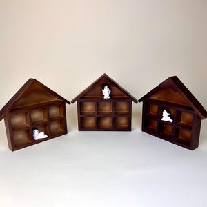 Vintage House Shaped Curio Display Shelf Set, Dark Academia Wall Decor, Crystal Shelf, Shadow Box Display, Curiosity Cabinet