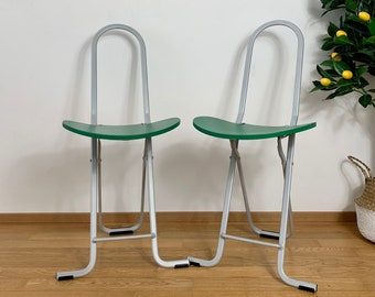 Pair of Two Vintage Folding Dafne Style Chairs/Retro Chairs for Small Balcony/Chairs you Can Hang/Vintage Tube Chair/Set of 2