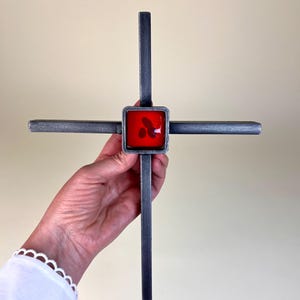 Vintage Crucifix by Josef Ammann Swiss Artist, Hand Forged Wall Cross, Brutalist Cross, Sacred Design, Holy Trinity Icon, Religious Decor