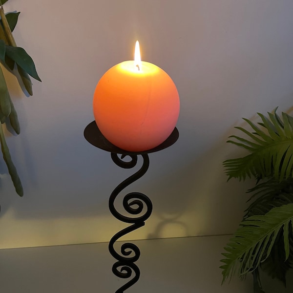 Vintage Sculptural Spiral Candelabra, 1990s 90s swirl Candelabra, Witchy Vintage Altar Candlestick, Large Ball Candle Stick, Celtic
