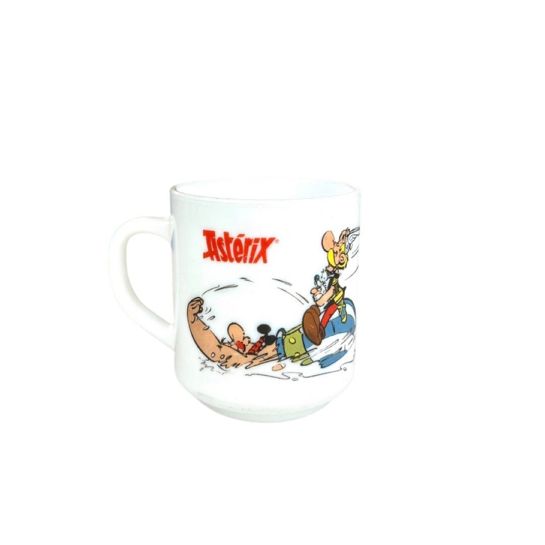 Vintage Astérix & Obélix Mug, 1988 - French Cartoon Pin - Retro Cartoon Mug - Asterix Memorabilia -Child Kid of the 80s gift Grandpa Chic