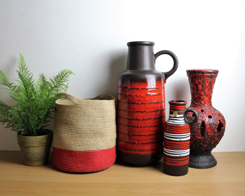 Scheurich Floor Vase Scheurich Brown Red Floor Vase Fat Lava Etsy