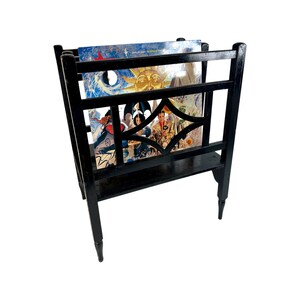 Vintage Art Deco Black Book Stand LP Holder Record Rack, LP Record Stand