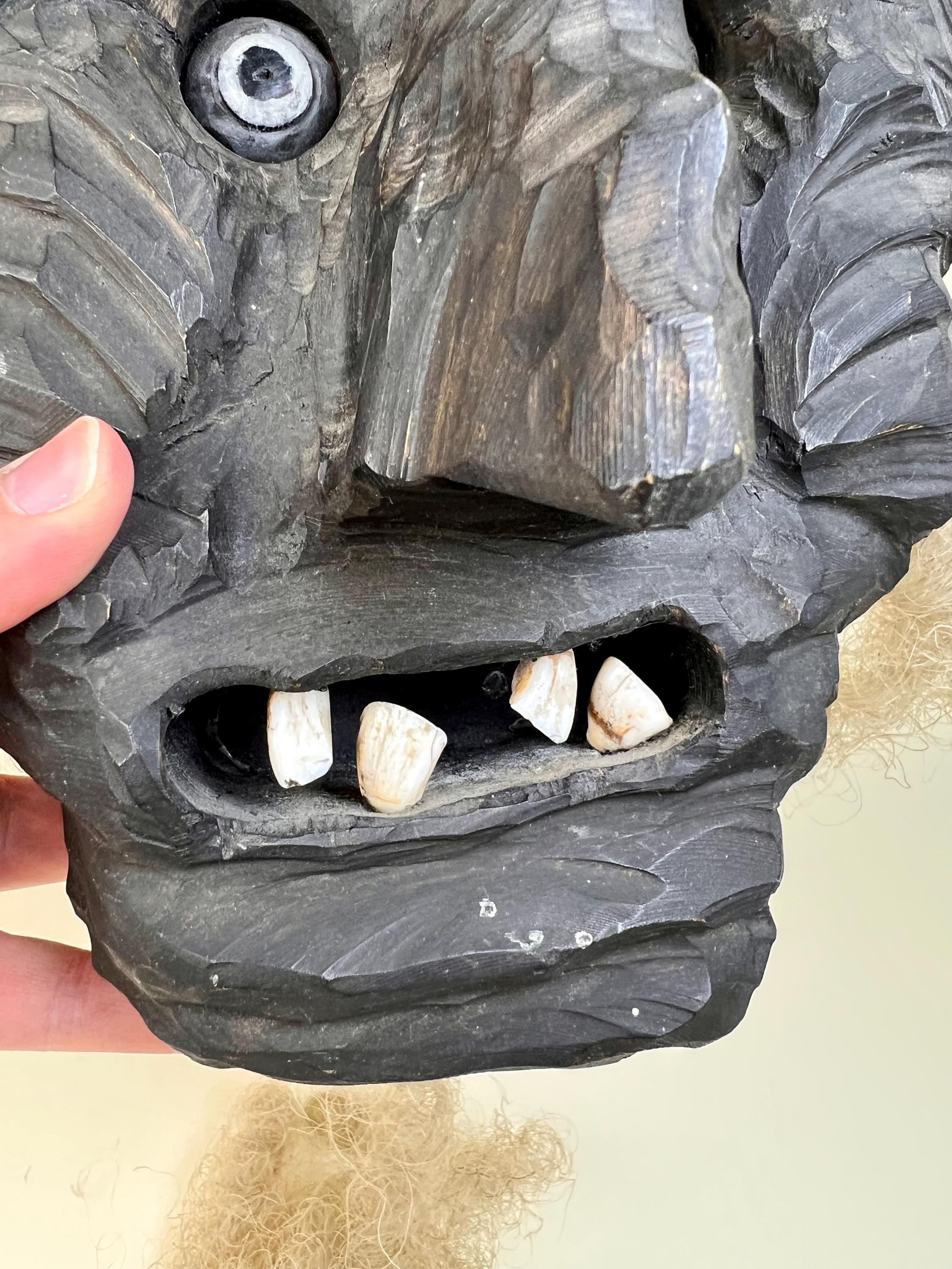 Hand-carved Swiss Traditional Mask - Vintage Alpine Folk Art - Unique ...