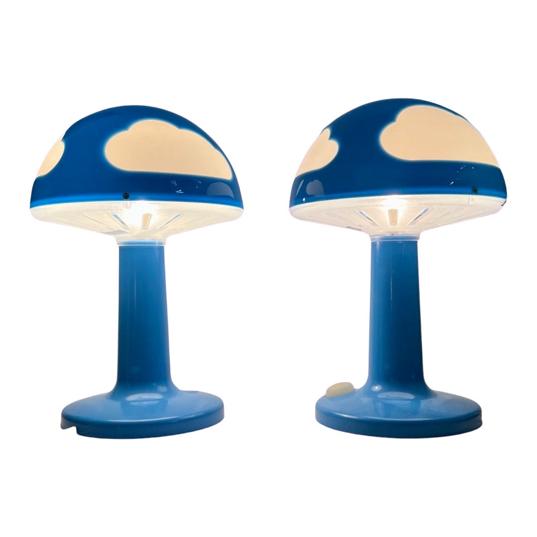 Pair of Vintage Ikea Cloud Mushroom Lamps Blue Pop Art Baby Nursery Night Light Etsy Australia