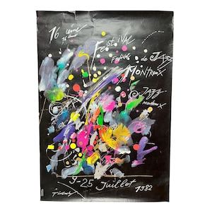 Vintage 1982 Montreux 16th Jazz Festival Poster by Jean Tinguely, First Edition Rare Swiss Art Print, Iconic Jazz Memorabilia