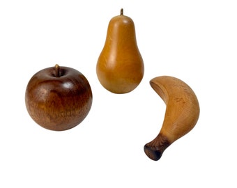 Vintage Wooden Fruit Set, Handmade Wooden Fruit Display Retro Fruit Decor