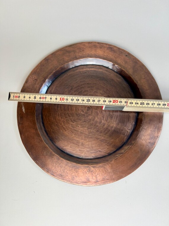 Piatto Rame Da Muro Grande Cesellato Con Incisioni Collezione Vintage 1950
