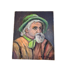 Retrato vintage de un hombre suizo, óleo sobre tabla, retrato masculino, firmado y fechado en 1977, regalo del Día del Padre