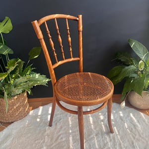 Rare Thonet No. 98 Bentwood Cane Chair | Authentic Vintage Bistro & Dining Seating | Bohemian MCM Minimalist Accent