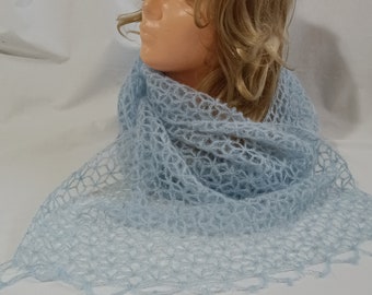 Sky blue shoulder scarf handmade