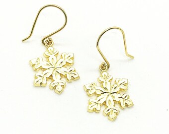 Hughes Diamanten Schmuck Schneeflocke Ohrringe in 14 k Gold