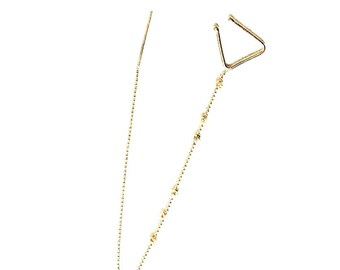 Hughes Gen2 ziehen durch Diamant geschnitten Perlen Rose Gold Ohrring mit Manschette