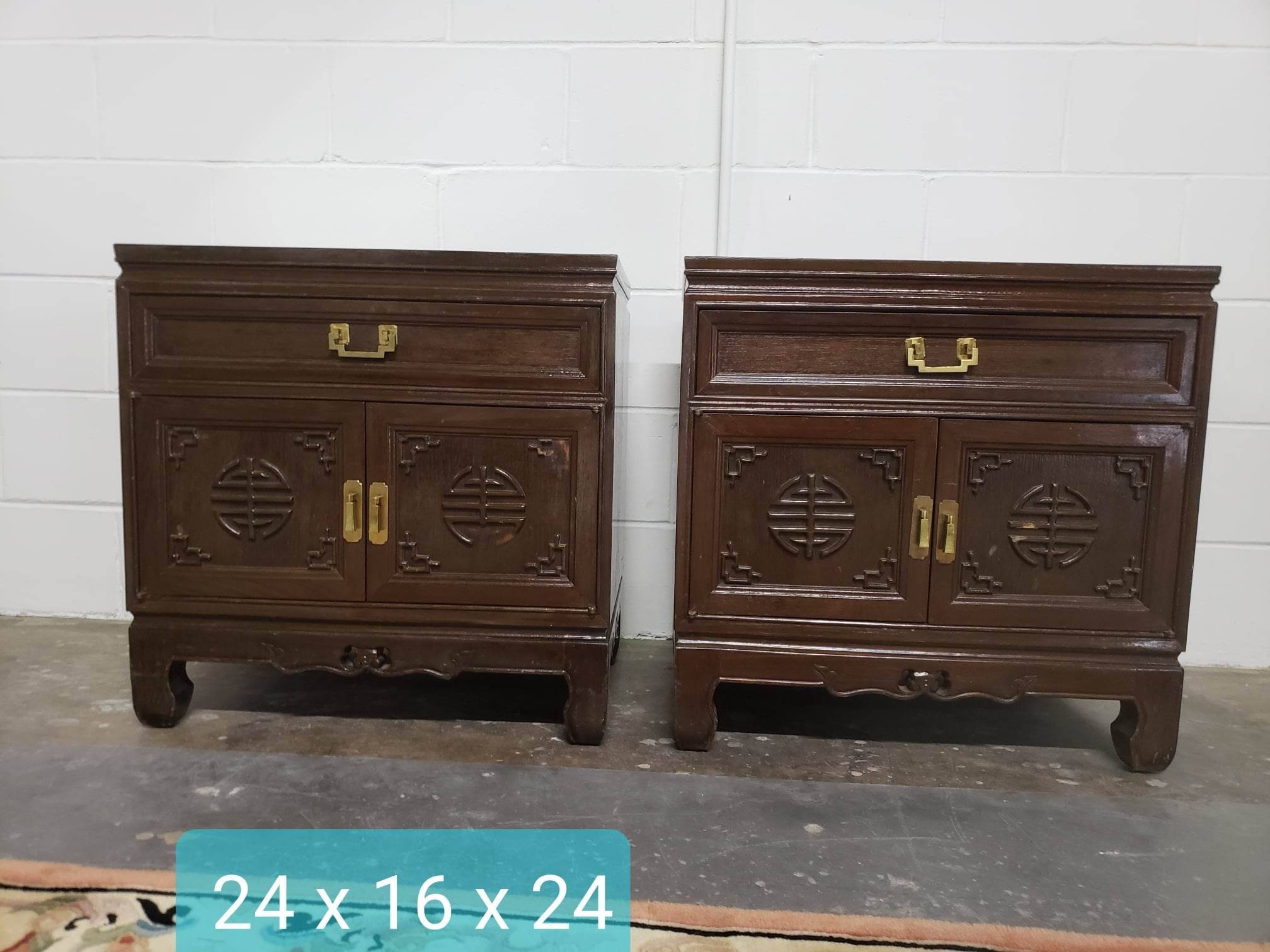 Soldsoldvintage Asian Style Nightstands/ Oriental Style Nightstands