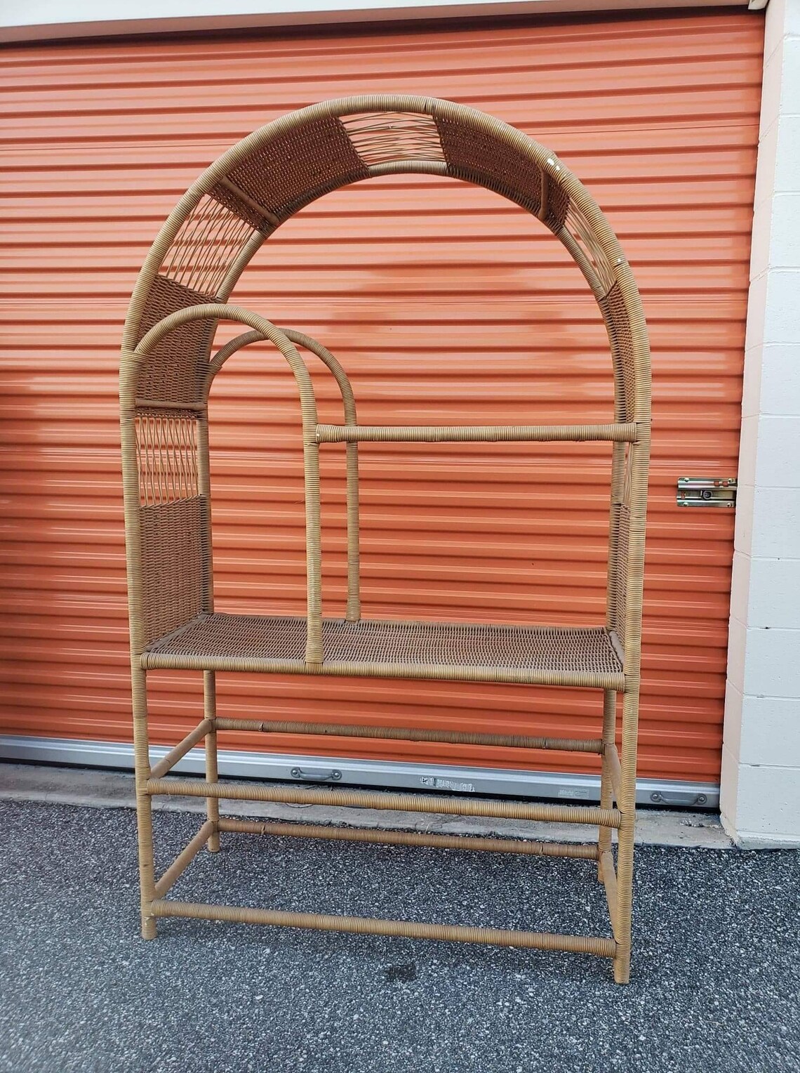 Vintage Wicker Shelf Vintage Etagere Vintage Glass and Wicker Etsy