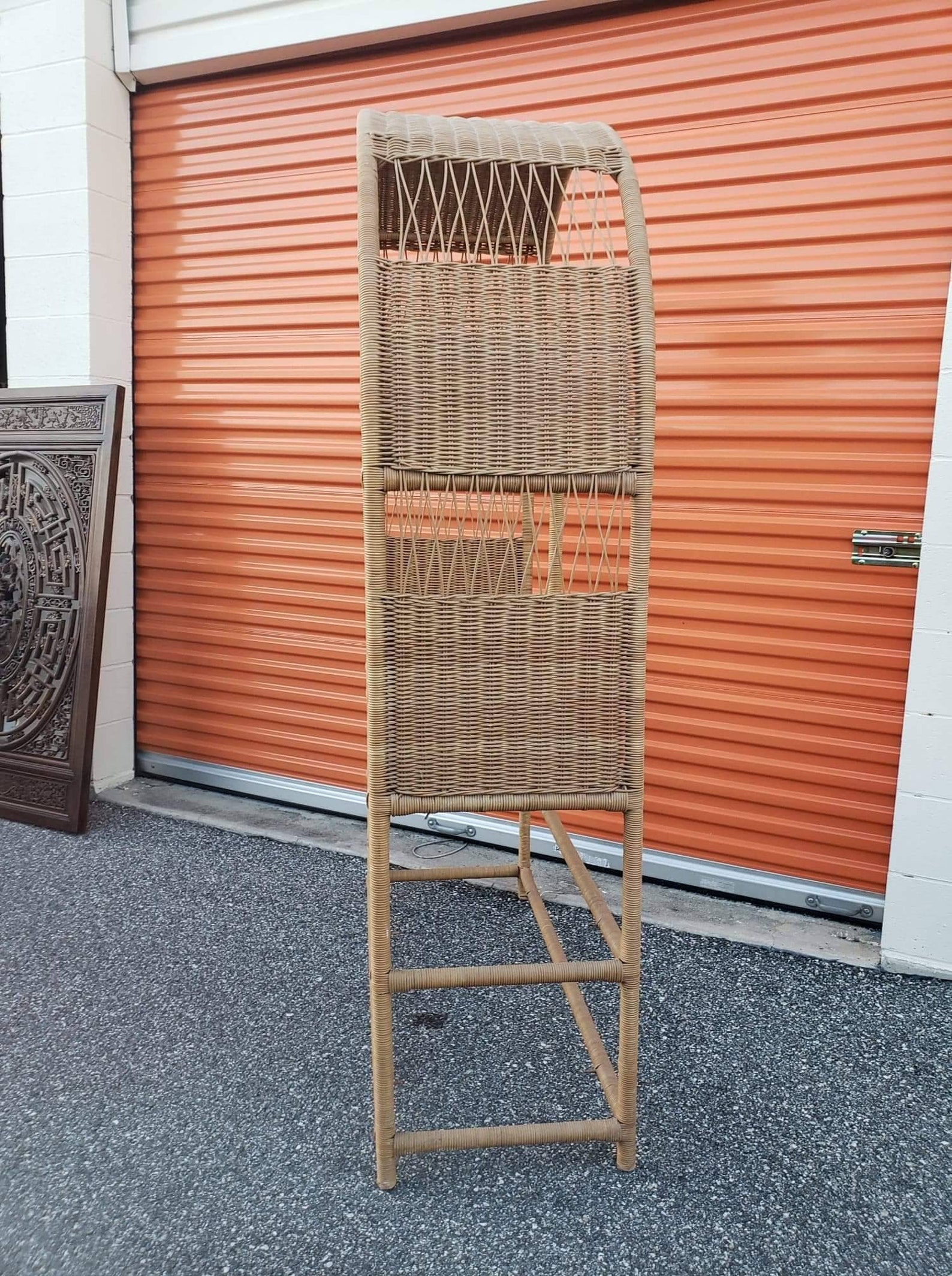 Vintage Wicker Shelf Vintage Etagere Vintage Glass and Wicker Etsy