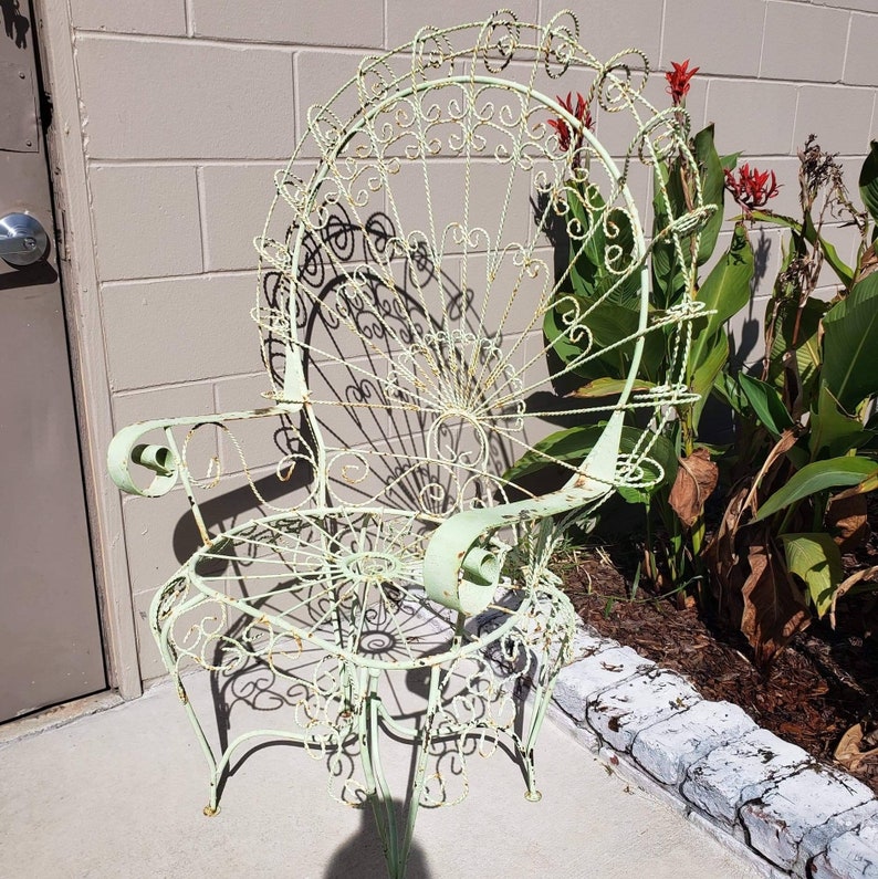 Antique Victorian Wrought Iron Peacock Chair/ Metal Peacock Etsy