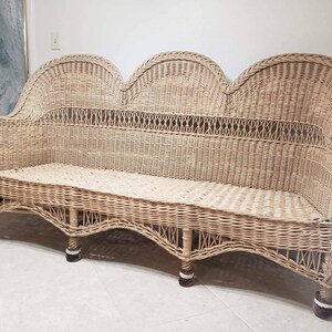 Antique Wicker 3 Seater Couch W pillows vintage Wicker Couch Etsy UK