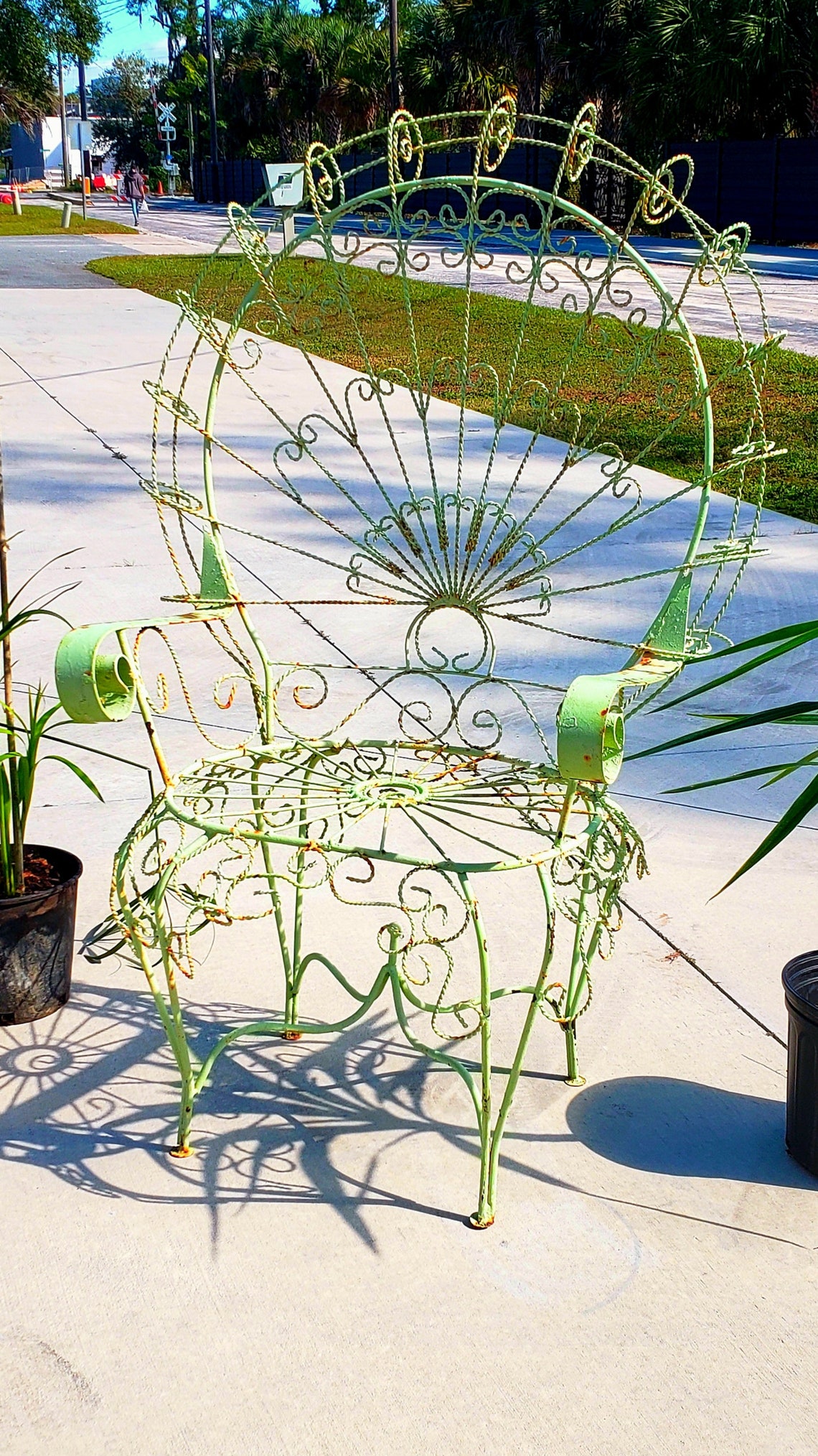 Antique Victorian Wrought Iron Peacock Chair/ Metal Peacock Chair/high