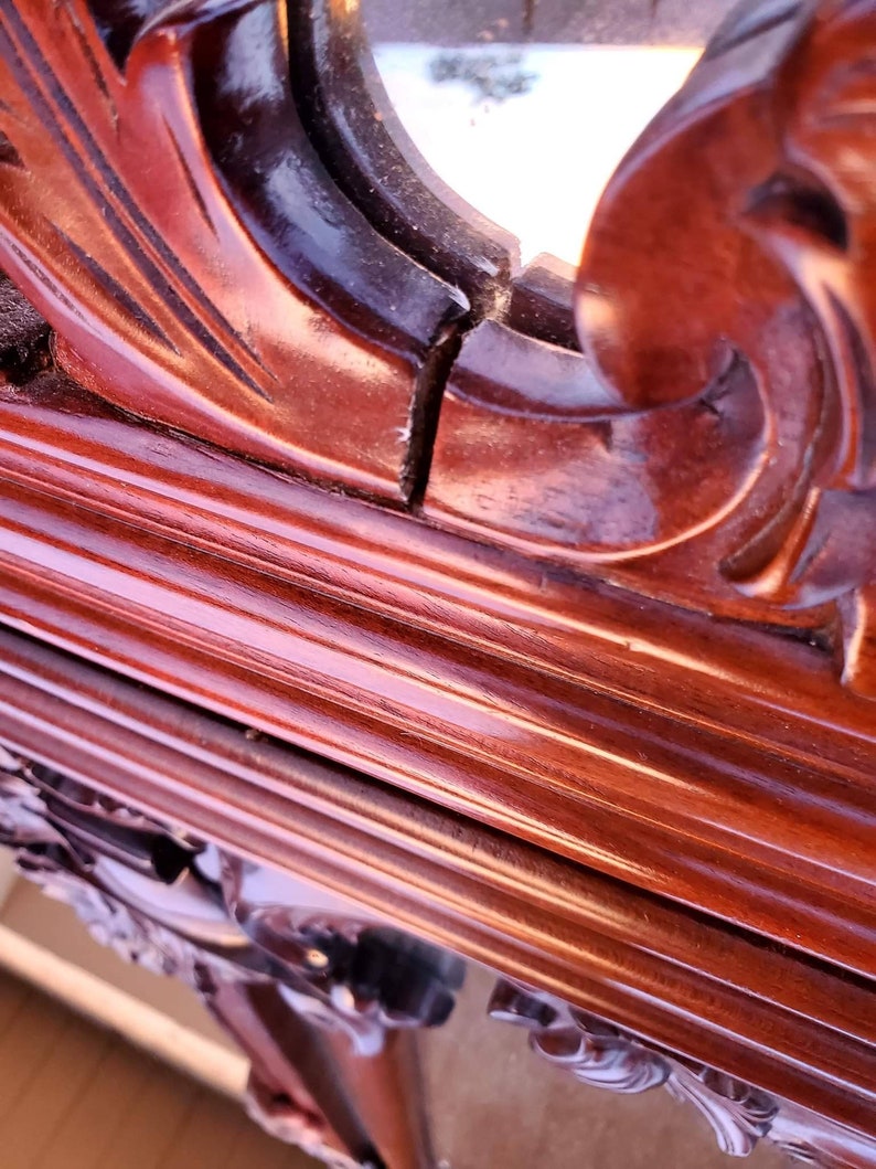 Antique Mirrored Table/carved Wood and Mirror Glass Sofa Etsy