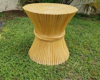 Maguire Style Sheaf of Wheat Table/Sheaf of Wheat Occasional Table/Sheaf of Wheat End Table/Bamboo Table