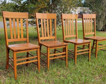 Mission Style Slat Back Oak Chairs