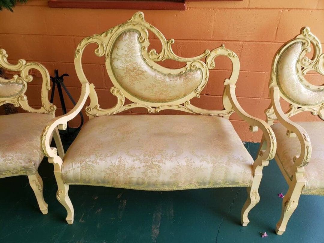 Antique Settee and Fireside Chairs/ Vintage Sofa and Chairs/rococo