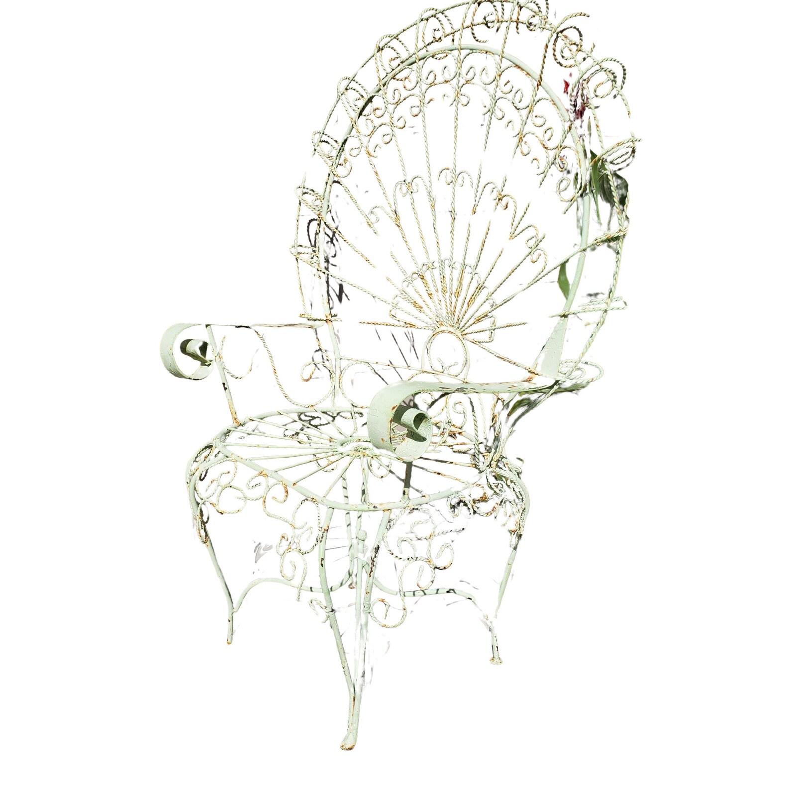 Antique Victorian Wrought Iron Peacock Chair/ Metal Peacock Chair/high
