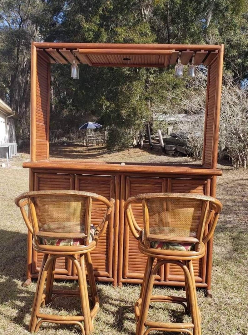 Vintage Tiki Bar/ Bamboo Vintage Tiki Bar/ Tiki Bar With Lights - Etsy