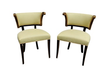 English Regency Style Chairs/ Curved Back English Style Chairs/ Pair of English Regency Style Chairs