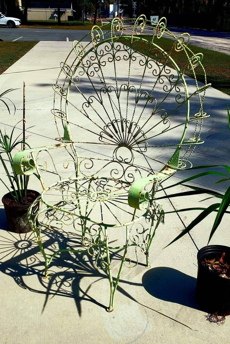 Antique Victorian Wrought Iron Peacock Chair/ Metal Peacock Etsy