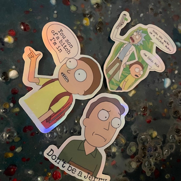 Morty, Rick and Jerry stickers