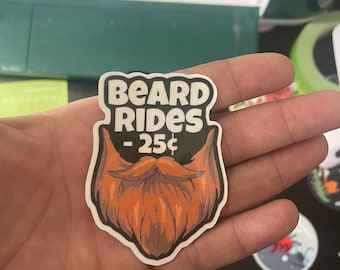 Beard Rides 3 inch die cut sticker
