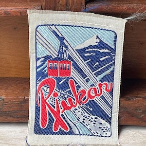 Vintage RJUKAN-patch telemark skiën kabelbaan Noorwegen souvenir zijden doek badge