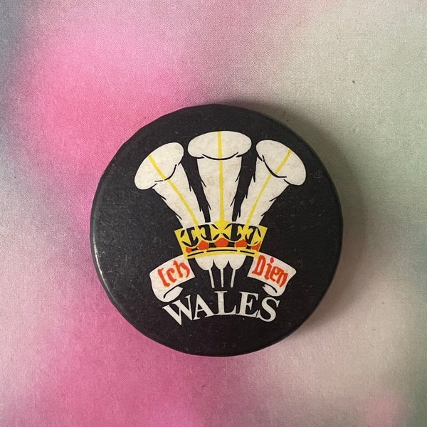 Vintage Badge Prince of Wales Coat of Arms Pin Button Badge 1970s