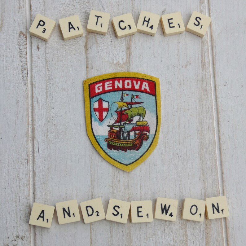 Vintage GENOA Genova Coat of Arms Shield Souvenir Patch Sew On