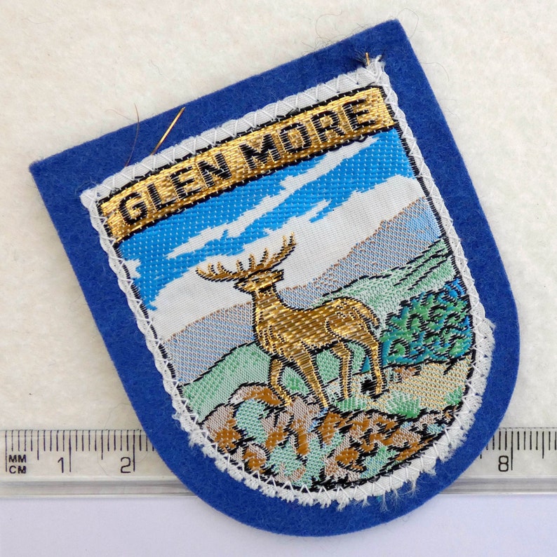Vintage Patch GLEN MORE Cairngorms Scotland Souvenir Woven Sew On Cloth Badge