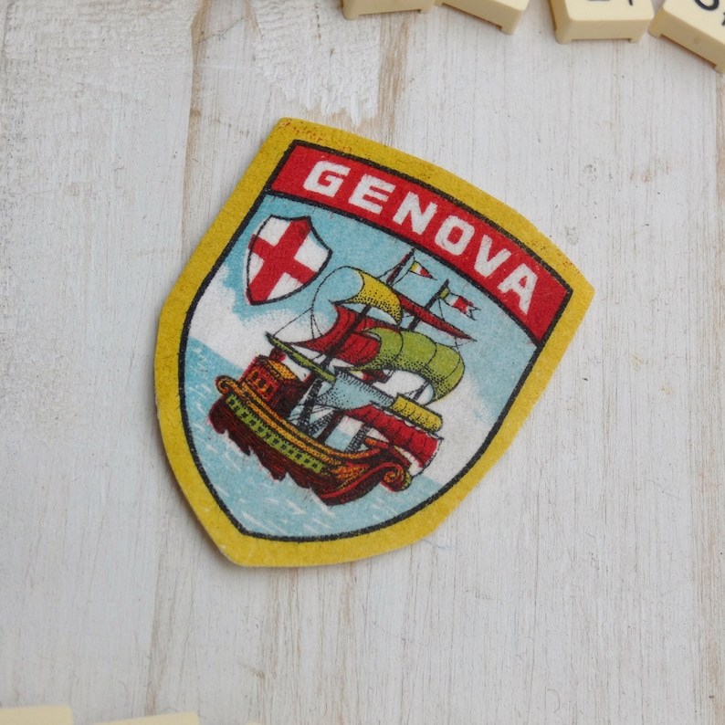 Vintage GENOA Genova Coat of Arms Shield Souvenir Patch Sew On