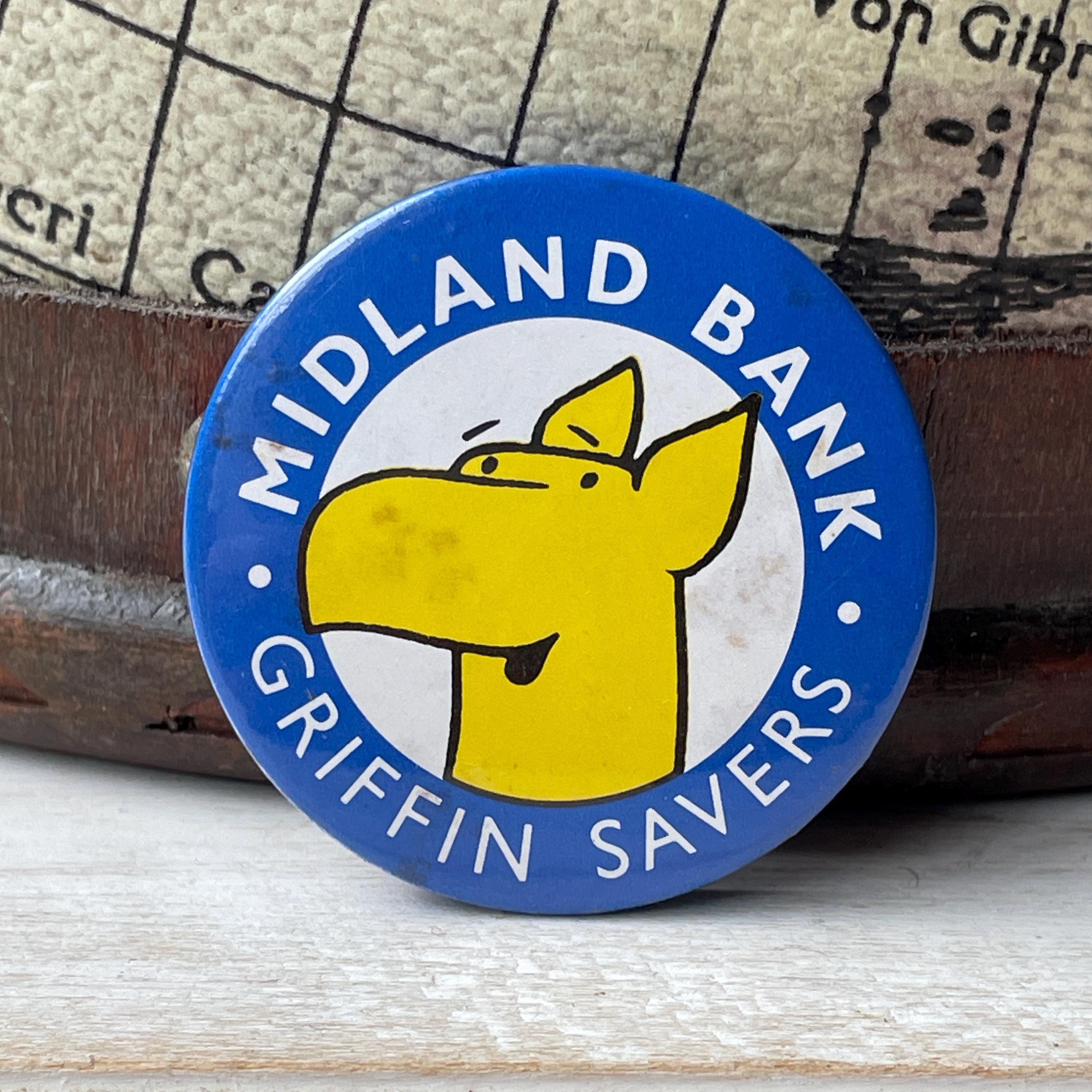 Vintage Badge MIDLAND BANK Griffin Savers 19 Children's Account