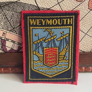 Vintage Patch WEYMOUTH Dorset England Souvenir Woven Sew On Cloth Badge