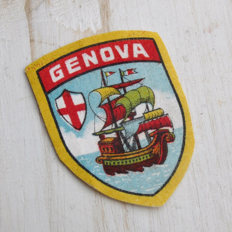 Vintage GENOA Genova Coat of Arms Shield Souvenir Patch Sew On