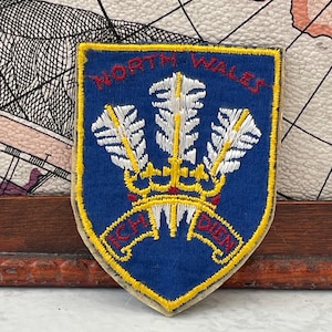 Vintage Royal Prince of Wales Patch North Wales Ostrich Feathers Heraldic Badge